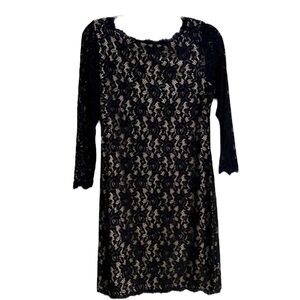 Eliza J‎ Women's Lace Scalloped Boat Neck 3/4 Sleeve Stretch Sheath Dress